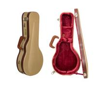 Crossrock Custodia per mandolino Master Series F-Style, esterno in tessuto classico in tweed, guscio in legno riprogettato, manico in pelle, cinghie per zaino e interno in velluto rosso intenso