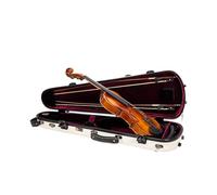 Crossrock Custodia per violino in fibra di vetro sagomata per 4/4, finitura lucida bianco latte, serratura TSA, cinghie per zaino, coperta in velluto, contenitore integrato