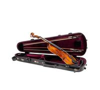 Crossrock Custodia per violino in fibra di vetro sagomata per 4/4, finitura lucida nera, chiusura TSA, cinghie per zaino, coperta in velluto, contenitore integrato