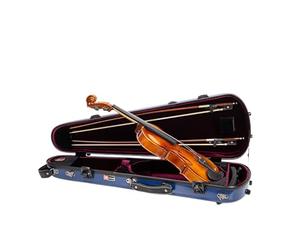 Crossrock Custodia per violino in fibra di vetro sagomata per 4/4 | Lucchetto TSA, cinghie per zaino, coperta di velluto, contenitore integrato, blu navy, 4/4 Violin (Shaped), Custodia per violino