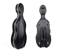 Crossrock Custodia per violoncello 3/4 e 4/4 | Guscio rigido modellato in ABS con ruote, serratura, tasca per accessori e cinghie per zaino, nero (CRA862CEFBK)