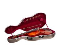 Crossrock Custodia per Violoncello 4/4 e 3/4 in ABS | Finitura Champagne Opaco, Interno in Velluto Rosso Vino, Guscio Rigido con Ruote, Serratura, Spallacci e Porta Arco