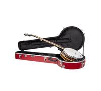 Crossrock Custodia rigida in ABS per banjo 5 corde con risonatore | Finitura opaca rossa, spallacci rimovibili, vano accessori - Guscio resistente per trasporto sicuro