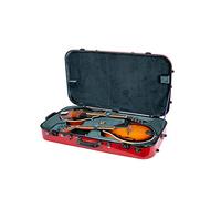 Crossrock Custodia Rigida in Fibra di Vetro per Due Mandolini A & F Style | Finitura Rossa Lucida, Serratura TSA, Interno Verde, Spallacci Zaino