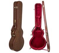 Crossrock Custodia rigida in legno per chitarra elettrica Les Paul | Finitura Marrone Fiorito, interno in velluto bordeaux, serratura - Designer Series