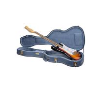 Crossrock Serie Relief CRW630STSB, custodia in legno per Telecaster e Stratocaster, con superficie altamente strutturata, imitazione visone, chiusura in acciaio inox, colore: blu fumo