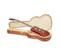 Crossrock Serie Relief CRW630JMRO - Custodia in legno per chitarre elettriche stile Jazzmaster/Jaguar, con superficie altamente strutturata, finta pelliccia di visone, chiusure in acciaio inox,