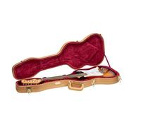 Crossrock Custodia sagomata per chitarra ST/TE | Lussuosa ecopelle dorata, velluto bordeaux, serratura - Serie Designer (CRW520STLG)