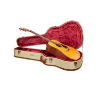 Crossrock Master Series CRW720D28FT - Custodia per chitarra acustica Martin D-28/Grand Auditorium, esterno in tessuto tweed, guscio riprogettato, manico in pelle e interno in velluto rosso scuro