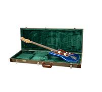 Crossrock Master Series - Custodia in legno per chitarra elettrica, stile Jazzmaster/Jaguar, serratura di sicurezza, manico in vera pelle, hardware rinforzato, piedi in metallo, spazio, verde, Verde