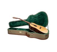 Crossrock Master Series - Custodia per chitarra acustica Martin D-28/Grand Auditorium, tessuto tweed ecologico verde oliva, guscio riprogettato, manico in pelle e interno in velluto verde foresta