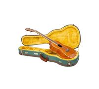 Crossrock Master Series - Custodia per ukulele baritono da 76 e 78 cm, in tessuto tweed blu malachite, guscio riprogettato, spallacci e manico in pelle, interno in velluto dorato