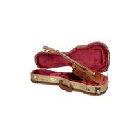 Crossrock Master Series - Custodia per ukulele da concerto da 58 cm e 61 cm, esterno in tessuto classico in tweed, guscio riprogettato, spallacci e manico in pelle, interno in velluto rosso scuro