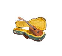 Crossrock Master Series - Custodia per ukulele da concerto da 58 e 61 cm, tessuto in tweed blu malachite, guscio riprogettato, spallacci e manico in pelle, interno in velluto dorato
