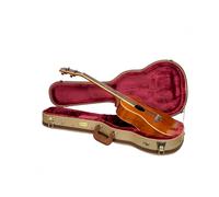 Crossrock Master Series - Custodia per ukulele soprano con collo lungo 53,3 cm, esterno in tessuto classico in tweed, guscio riprogettato, spallacci e manico in pelle, interno in velluto rosso scuro