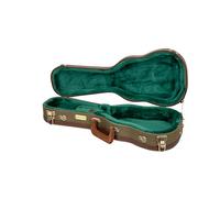 Crossrock Master Series - Custodia per ukulele soprano con collo lungo 53,3 cm, in tessuto tweed ecologico verde oliva, guscio riprogettato, spallacci e manico in pelle, interno in velluto verde