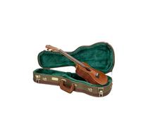 Crossrock Master Series - Custodia per ukulele soprano con collo lungo 53,3 cm, in tessuto tweed ecologico verde oliva, guscio riprogettato, spallacci e manico in pelle, interno in velluto verde