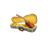 Crossrock Master Series - Custodia per ukulele soprano con collo lungo 53,3 cm, tessuto in tweed blu malachite, guscio riprogettato, spallacci e manico in pelle, interno in velluto dorato