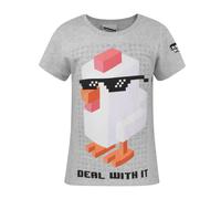 Crossy Road Grigio Deal With It T-shirt a maniche corte Ragazze