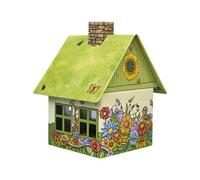 Crottendorfer - Casetta per incenso in metallo con porta incenso - per coni di incenso taglia M - Dimensioni: 7,2 x 7,8 x 9,8 cm - motivo: mare di fiori - Made in Germany