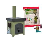 Crottendorfer Forno per affumicatura, in lamiera fine, colore: antracite/verde, con confezione di prova e posate da forno, altezza: 15 cm, prodotto in Germania