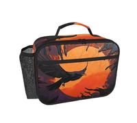 Crow close-up, Flying Over the Sunset - Contenitore per il pranzo isolato con stampa personalizzata per donne e uomini, portatile, per trasportare a mano il cibo, per lavoro, ufficio, resistente alle