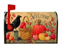 Crow - Coperture magnetiche per cassetta postale, autunnali, rustiche, per cestino delle lettere autunnale, colore rosso, per decorazione del prato, 45,7 x 53,3 cm