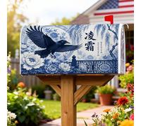 Crow - Coperture magnetiche per cassetta postale, motivo peonia tradizionale, elegante, nessuna blu, protezione per la decorazione del cortile, 45,7 x 53,7 cm