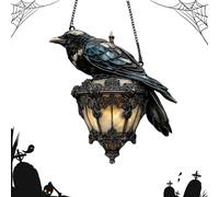 crow halloween decor gothic crow on lantern ornament sign,2D Acrylic Sign Home Decorations,Spooky Outdoor Indoor Party Supplies Suitable For Living Room Bedroom Garden Yard Patio Holiday Decorat-A