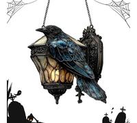Crow Halloween Decor Gothic - Gothic Crow On Lantern Ornament Sign, 2D Acrylic Sign Home Decorations Spooky Outdoor Indoor Party Supplies Suitable for Living Room Bedroom Yard Patio Holiday Decorat-B