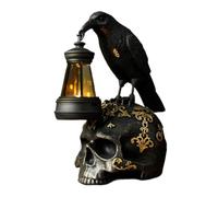 Crow Lamp, Gothic Resin Solar Powered Decor, Skeleton Crow Figure Lampada | Vintage Gothic Crow Design, Solar Powered Lighting, for Holiday Party Home Outdoor Living Room Bedroom Desk Shelf