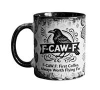 Crow Mug - 11 Oz Ceramic Gothic Crow Mug, Breakfast Cup, For Men Women Family Friends Bird Lover Coffee Tea Beverage Water Juice Milk Kitchen Halloween, 12x8x8cm/4.72x3.15x3.15 Inches