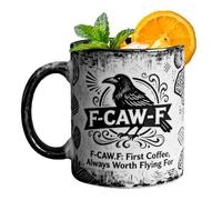 Crow Mug - 12x8x8 cm Coppa di corvo gotico - tazze per uccelli in ceramica da 11 once con hatele | Drinkware per la colazione per uomini Donne Famiglia amante degli uccelli caffè Cacco