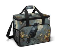 Crow Seduto su un ramo Camping Cooler Bag Isolato Spiaggia Refrigeratori Portatile A Prova di Perdite Borse con Tracolla