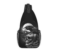 Crow The Skull Sling Crossbody Zaino da uomo personalizzato Halloween gotico scheletro borsa a tracolla per viaggi escursionismo Daypack