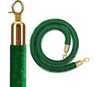 Crowd Control Stanchion Rope Barriers with Polished Gold Hooks,2 Pack Green Velvet Obstacle Rope - 50/100/150/350/400/500 cm Long(200cm/6.6ft)