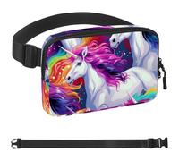 Crowds of Rainbow Unicorns-12 marsupio unisex alla moda, borsa a tracolla sportiva sottile alla moda per jogging escursionismo escursionista donna uomo, multicolore, 4 x 23 x 15 cm, Multicolore,