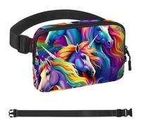 Crowds of Rainbow Unicorns-53 Marsupio da uomo e donna, marsupio con tracolla regolabile, alla moda, borsa a tracolla ovunque, per viaggi all'aperto, corsa, escursionismo, multicolore, Multicolore,