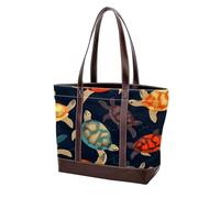 Crowds of Sea Turtles-375 - Portafogli a tracolla da donna, in morbida pelle lavata, borse e borse resistenti, Multicolore 07, 33.8x12x31cm/13.3x4.7x12.2 in