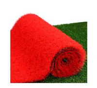 CROWEL Tappeto erboso Realistico in Erba Artificiale Spesso 1,2 Pollici con Fori di drenaggio(Vermelho,31x118in)