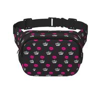 Crown and Lips - Marsupio unisex regolabile a doppio strato, per attività all'aperto, viaggi, corsa, escursionismo, Nero , Taglia unica