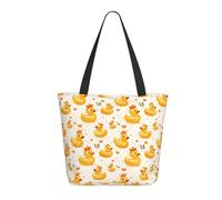 Crown - Borsa tote da donna, con stampa di anatre, grande, con cerniera, per lavoro e viaggi