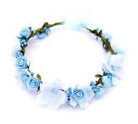 Crown da fiore blu 1pc, corona floreale regolabile con nastro, fascia per la testa di fiori artificiale per le donne accessori per capelli Fotografia.