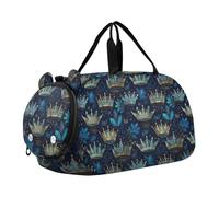 Crown Deep Blue Carnevale Stampato Bambini Carino Borsa da Palestra con Scomparto Scarpe Leggero Carry On Weekender Bag per Ragazzi e Ragazze bolsos de viaje para hombre