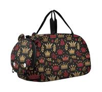 Crown Gold e Red Carnival Kids Duffel Bag con scomparto per scarpe multifunzionale durante la notte Weekender Carry On Borsa da viaggio per viaggi, sport, borsone, weekender bolso para palestra mujer