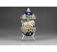 Crown Heritage Collectibles Royal Navy - Carillon a forma di carosello a forma di cavallo, decorazione fatta a mano con cavalli bianchi