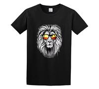 Crown Lion Animal Print Casual Men Simple Tshirt Black S