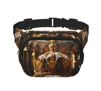 Crown Marsupio quadrato a doppio strato con tracolla regolabile - marsupio da viaggio - perfetto per sport all'aria aperta, nero, Taglia unica