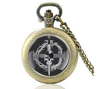 Crown of Thorns Knight Skull Cross Pattern Pocket Watch Men's Women's Pendant Necklace Hour Clock Pendant Necklace Pocket Watch Gift Gift Bronze