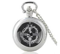 Crown of Thorns Knight Skull Cross Pattern Pocket Watch Men's Women's Pendant Necklace Hour Clock Pendant Necklace Pocket Watch Gift Gift Silver